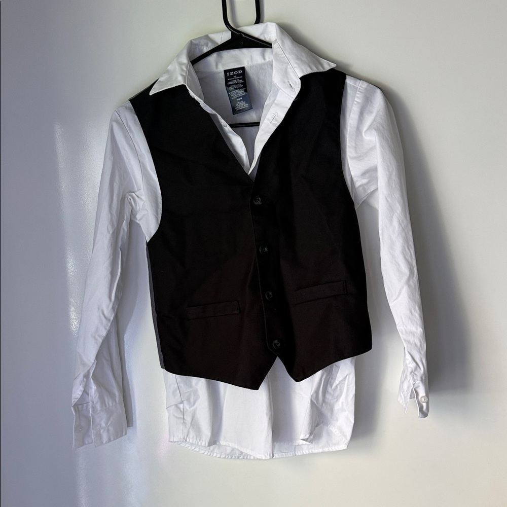 Izod vest white button down and pants set